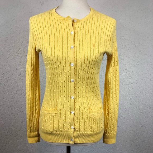 yellow cotton cardigan women's